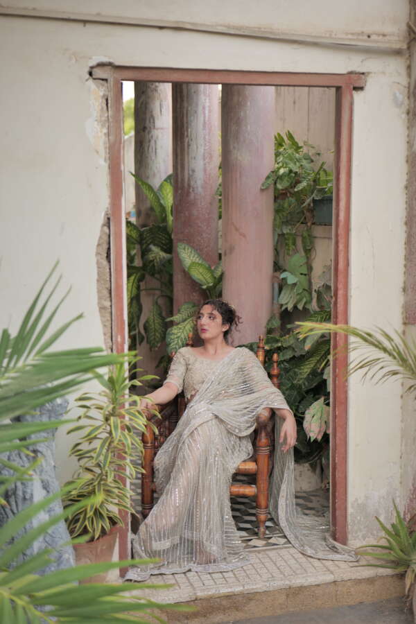 IVORY BRIDAL SAREE - Image 5